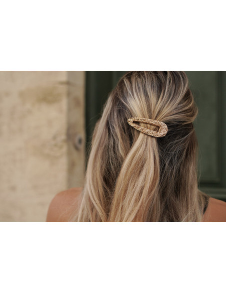 Barrette Ambre Dorée Martelée