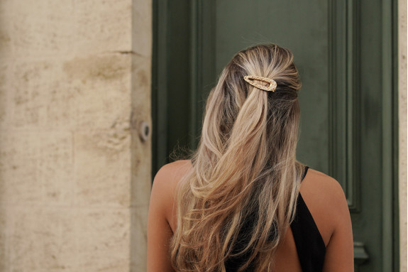 Barrette Ambre Dorée Martelée