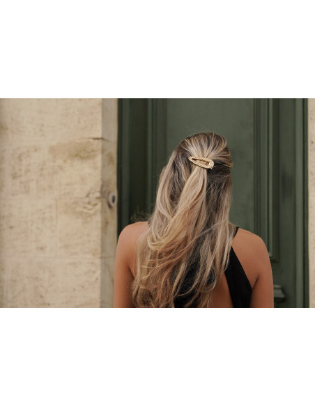 Barrette Ambre Dorée Martelée