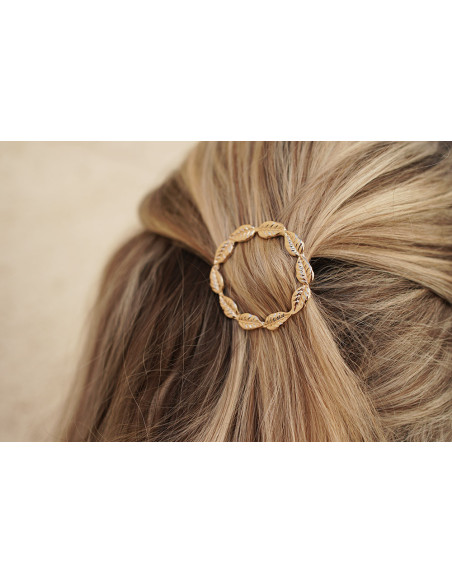hair clip May Round Golden Leaves