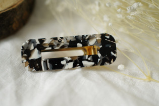 hair clip Anna Quartz Noir et Blanc