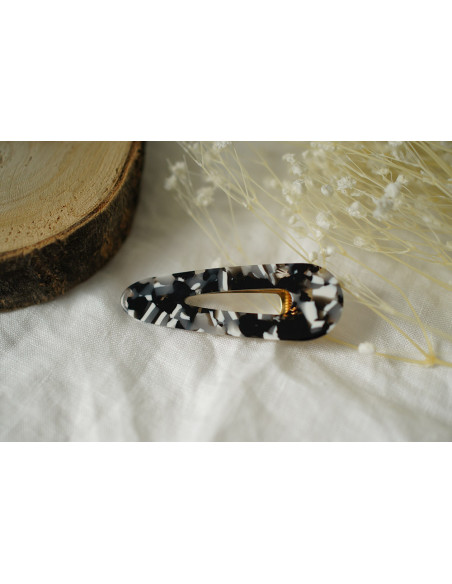 Barrette Charline Quartz Noir et Blanc