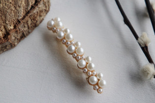 hair clip Inès white pearls 2