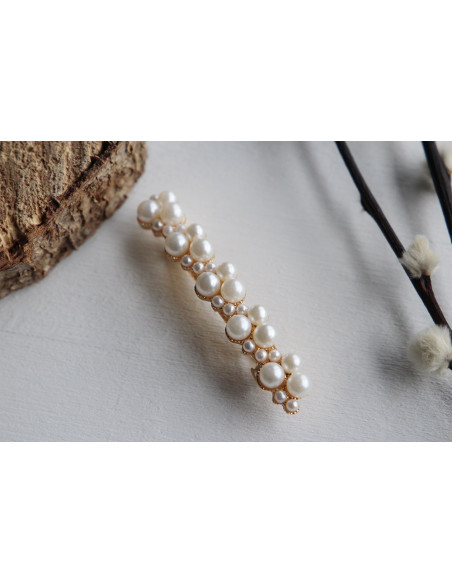 hair clip Inès white pearls