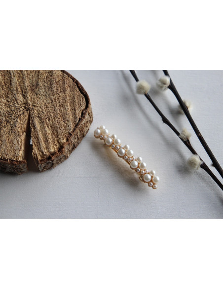 hair clip Inès white pearls