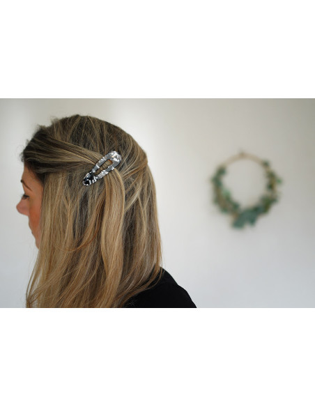Barrette Charline Quartz Noir et Blanc