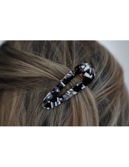 Barrette Charline Quartz Noir et Blanc