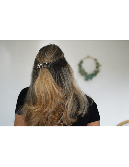 Barrette Anna Quartz Noir et Blanc
