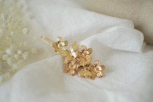 hair clip Cassie Butterflies and Golden Flowers