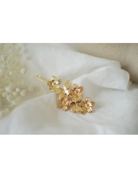 hair clip Cassie Butterflies and Golden Flowers