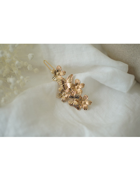 hair clip Cassie Butterflies and Golden Flowers
