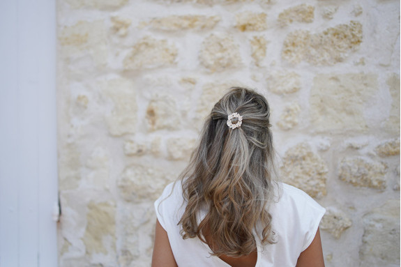 Barrette Muse Couronne Fleurie Dorée