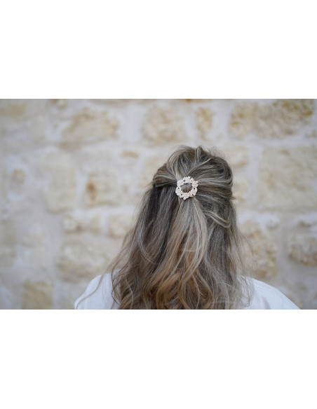 Barrette Muse Couronne Fleurie Dorée