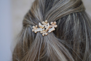 hair clip Cassie Butterflies and Golden Flowers 2
