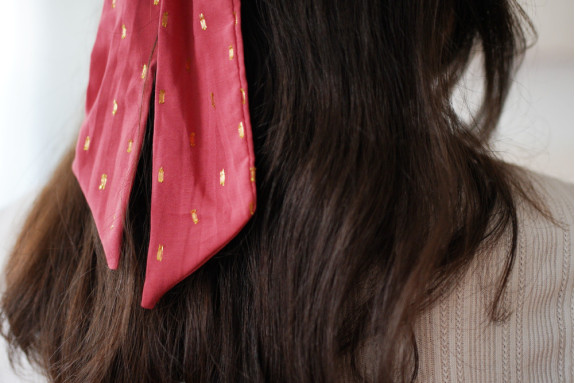 Chouchou Ruban Sofia Rose Blush et Or