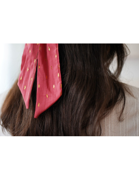 Chouchou Ruban Sofia Rose Blush et Or