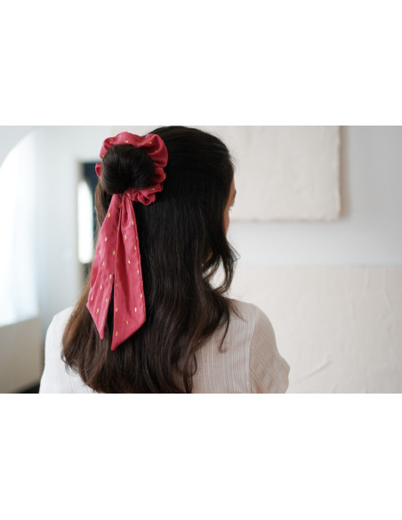 Chouchou Ruban Sofia Rose Blush et Or