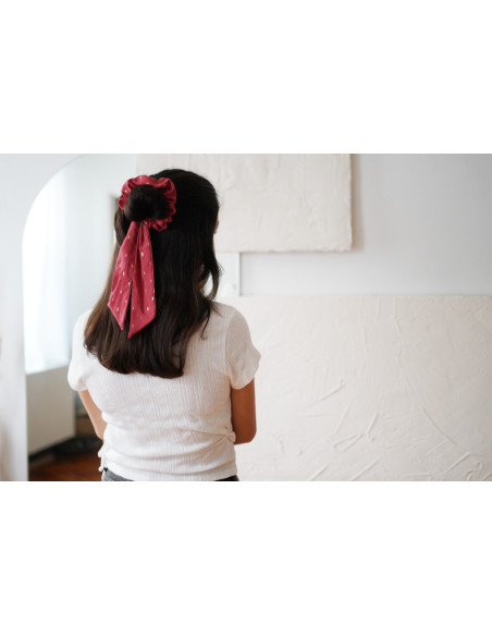 Chouchou Ruban Sofia Rose Blush et Or