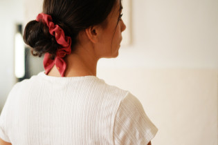 scrunchie bow Sofia Rose Blush et Or 2