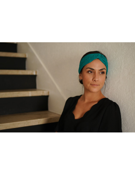 Bandeau Azra Broderie Vert Émeraude