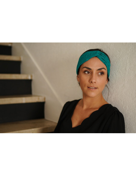 Bandeau Azra Broderie Vert Émeraude