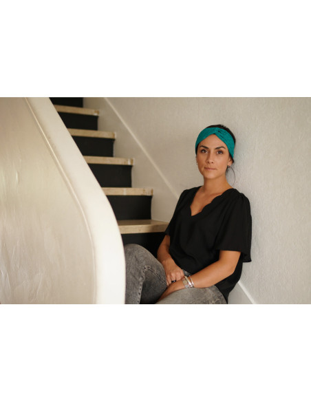 Bandeau Azra Broderie Vert Émeraude