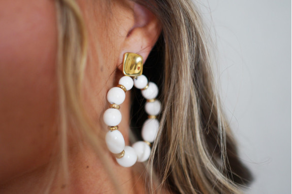 Boucles d'Oreilles Anita Blanc et Or