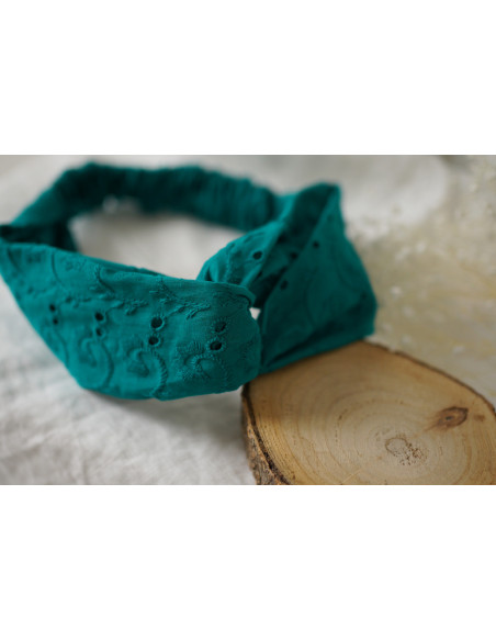 Bandeau Azra Broderie Vert Émeraude