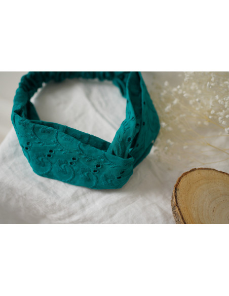 Bandeau Azra Broderie Vert Émeraude