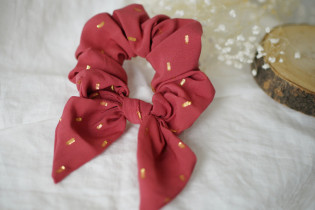 scrunchie bow Sofia Rose Blush et Or