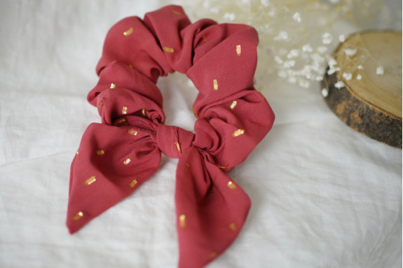 scrunchie bow Sofia Rose Blush et Or