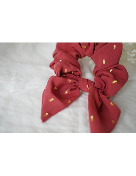 Chouchou Noeud Sofia Rose Blush et Or