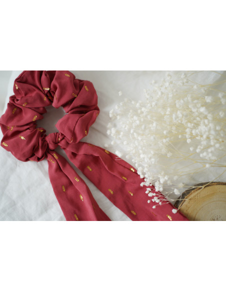 Chouchou Ruban Sofia Rose Blush et Or