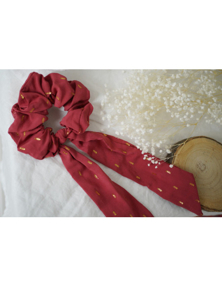 scrunchie Ruban Sofia Rose Blush et Or