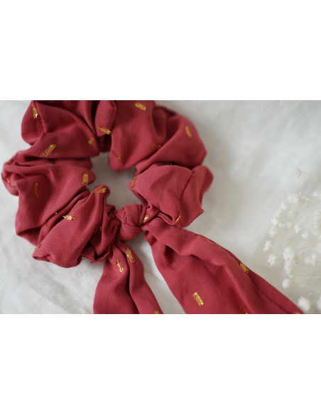 Chouchou Ruban Sofia Rose Blush et Or