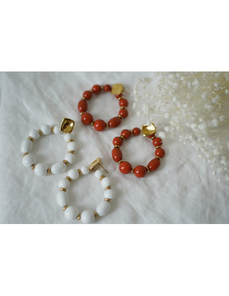 Boucles d'Oreilles Anita Blanc et Or