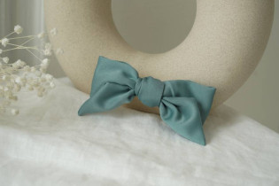 hair clip bow kids Honey Satin Vert Sauge