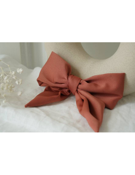 Barrette Noeud Amore Satin Rose Terracotta