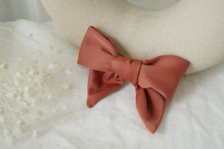 hair clip bow kids Honey Satin Rose Terracotta