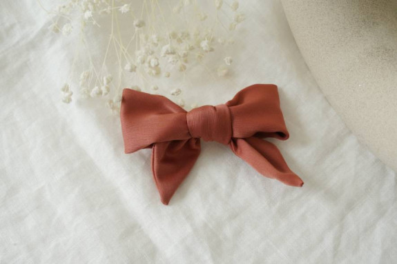 Barrette Noeud Enfant Honey Satin Rose Terracotta