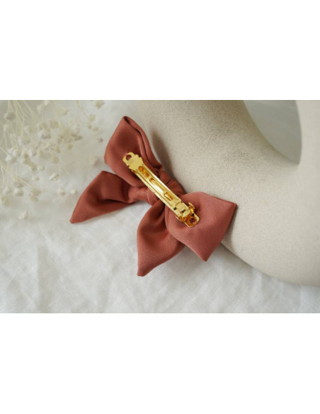Barrette Noeud Enfant Honey Satin Rose Terracotta