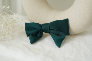 hair clip bow kids Honey Satin Emerald Green