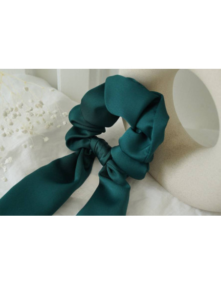 Chouchou Ruban Witness Satin Vert Émeraude