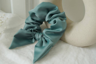 scrunchie bow Bride Satin Vert Sauge