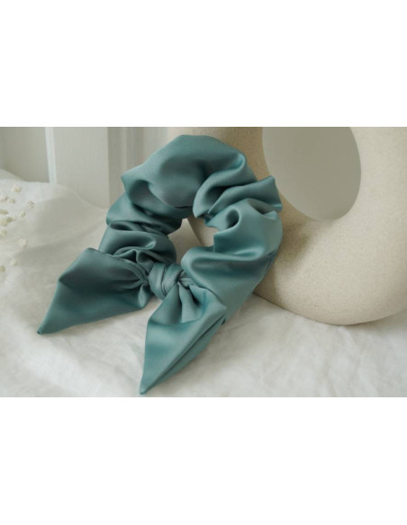 Chouchou Noeud Bride Satin Vert Sauge