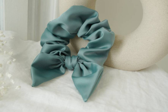 Chouchou Noeud Bride Satin Vert Sauge