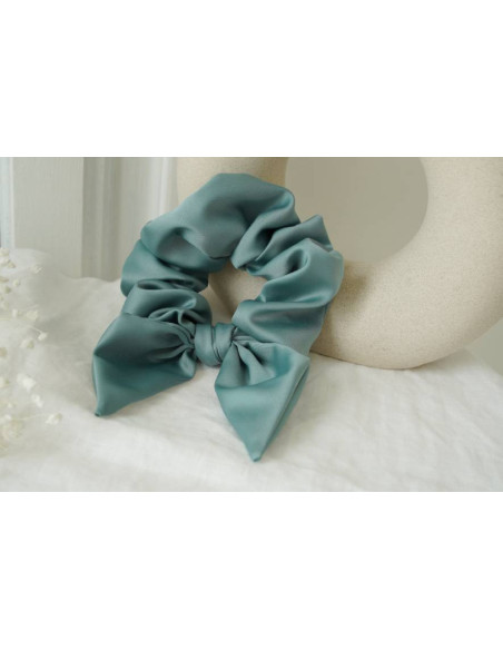 scrunchie bow Bride Satin Vert Sauge