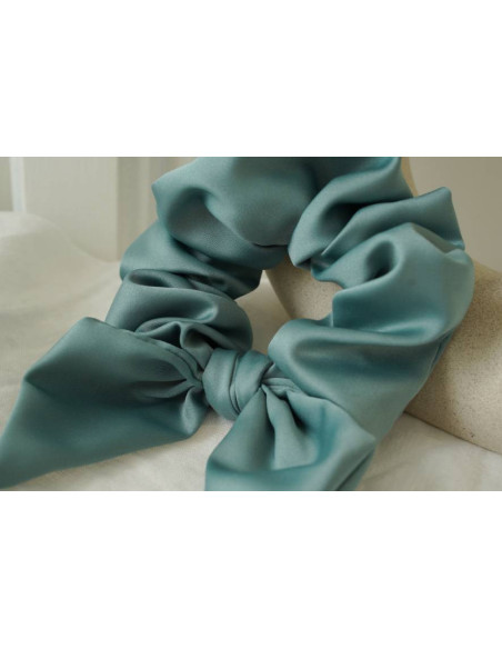 scrunchie bow Bride Satin Vert Sauge