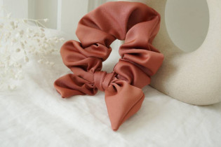 scrunchie bow Bride Satin Rose Terracotta