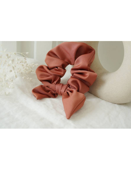 scrunchie bow Bride Satin Rose Terracotta